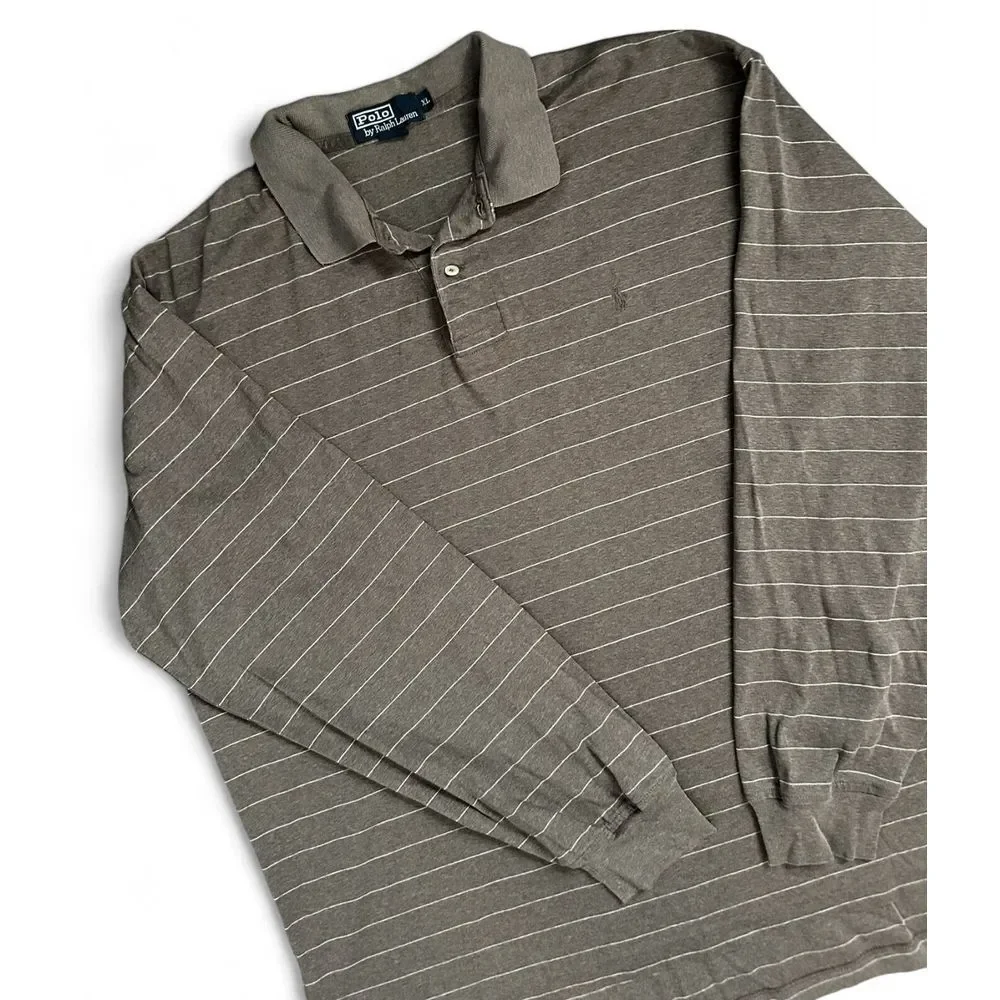 Polo Ralph Lauren Men's Brown‎ Striped Long Sleeve Shirt Size XL